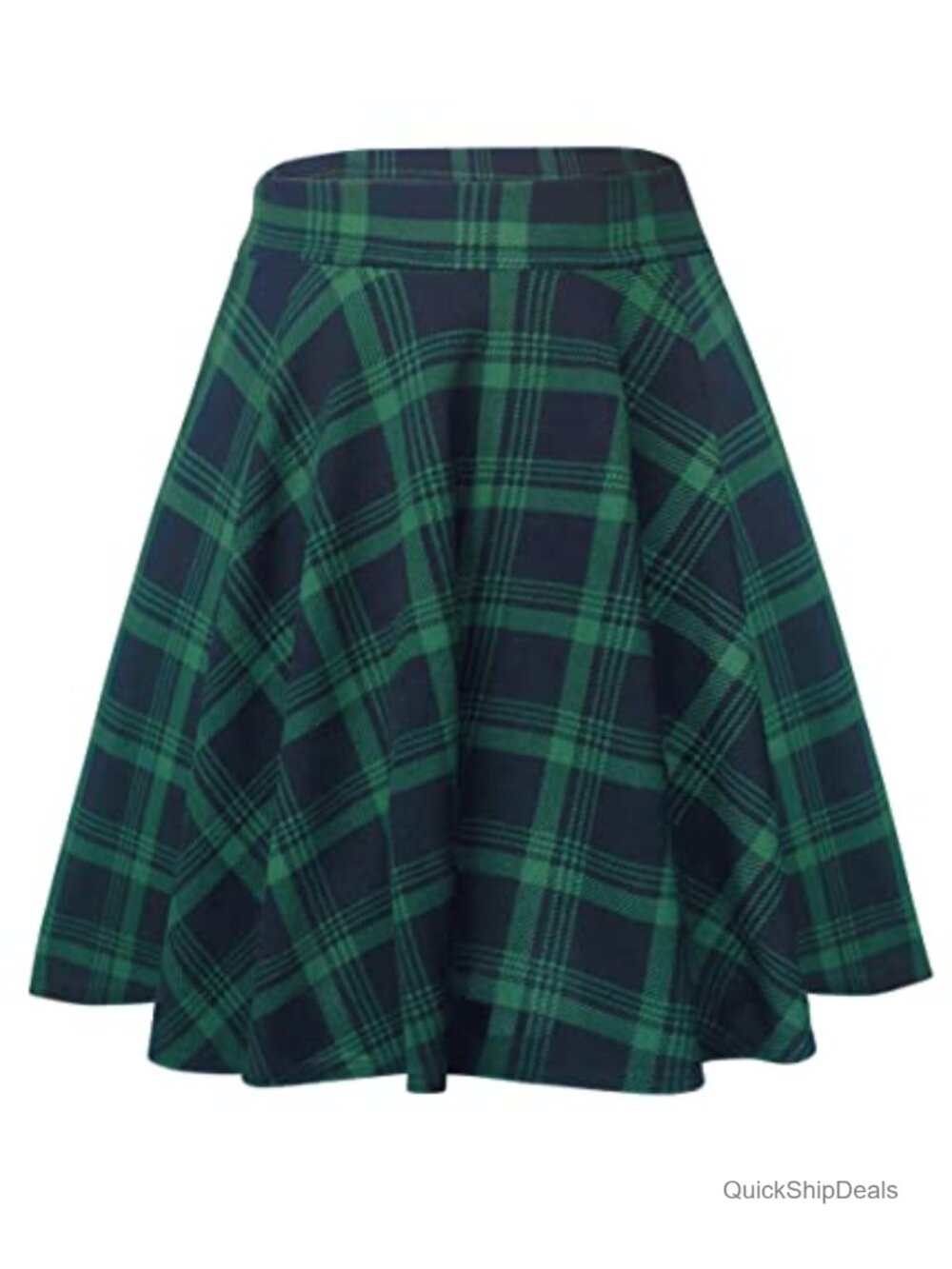 Women's Basic Midi Skirt High Waisted Stretchy Flared A-Line Casual